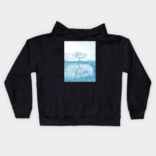 tree above rice field Kids Hoodie